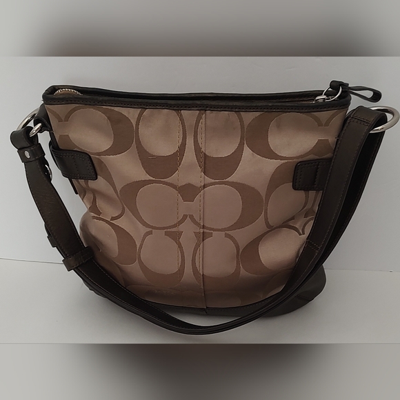 Coach Brass/Tan Crossbody Purse with Adjustable Strap - Picture 2 of 6